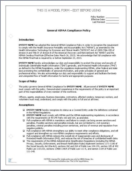 (image for) HIPAA Policy Templates for Business Associates